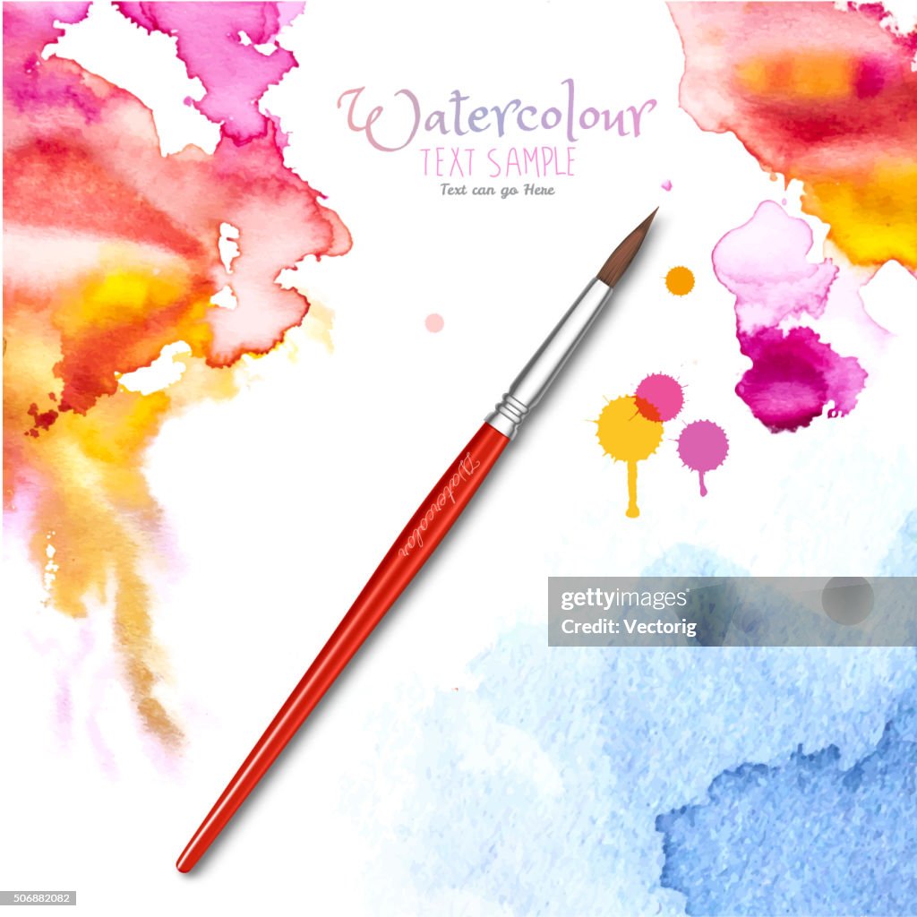 Watercolor Background and Brush