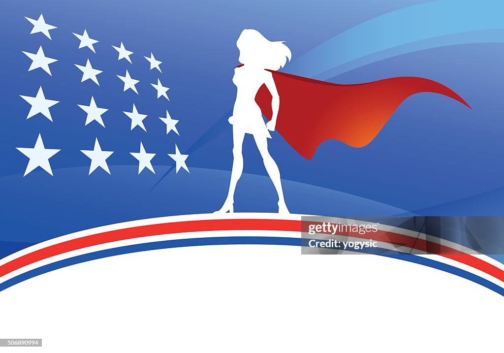 Vector American Super Woman Silhouette