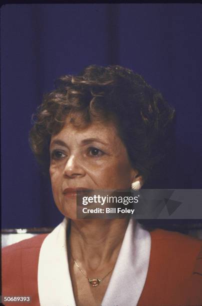 Matilda Cuomo, wife of New York Governor, during her husband's press conference to announce he will seek re-election as governor.