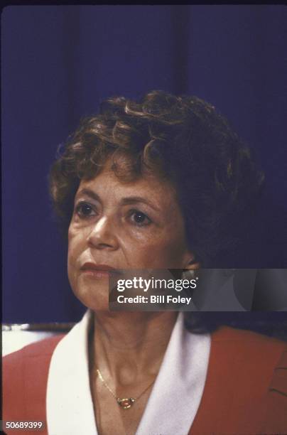 Matilda Cuomo, wife of New York Governor, during her husband's press conference to announce he will seek re-election as governor.