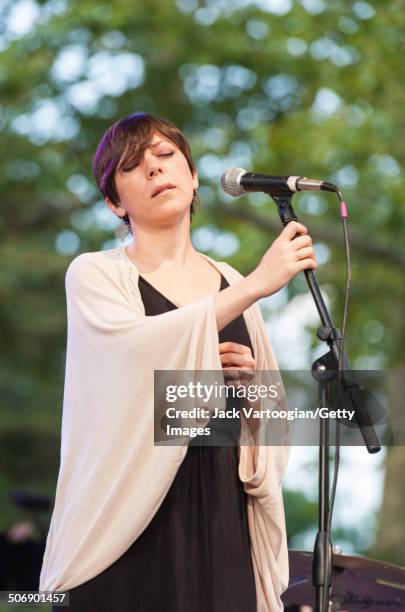 American Jazz singer Gretchen Parlato performs at a dual celebration of Blue Note's 75th anniversary and Okayplayer's 15th at Central Park...