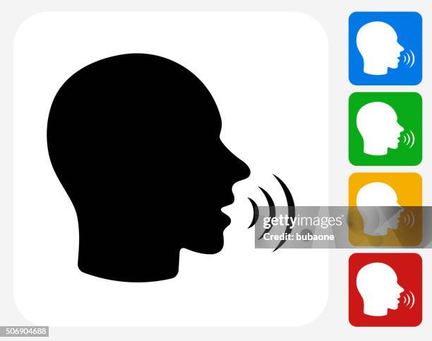 talking face icon flat graphic design - chat profil stock illustrations