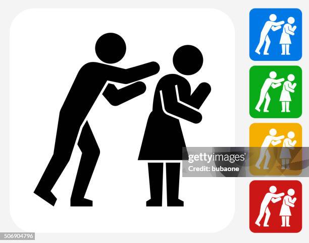 domestic violence icon flat graphic design - domestic violence stock illustrations