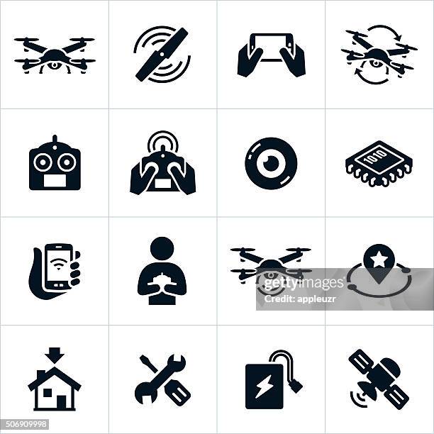 quadcopter icons - radio controlled handset stock illustrations