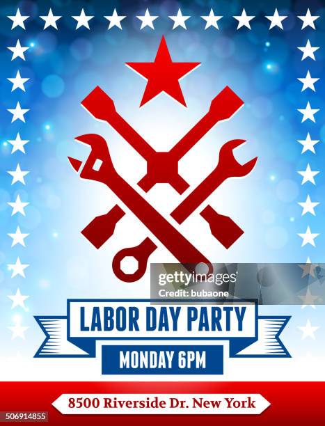labor day party banner - hardware store stock illustrations