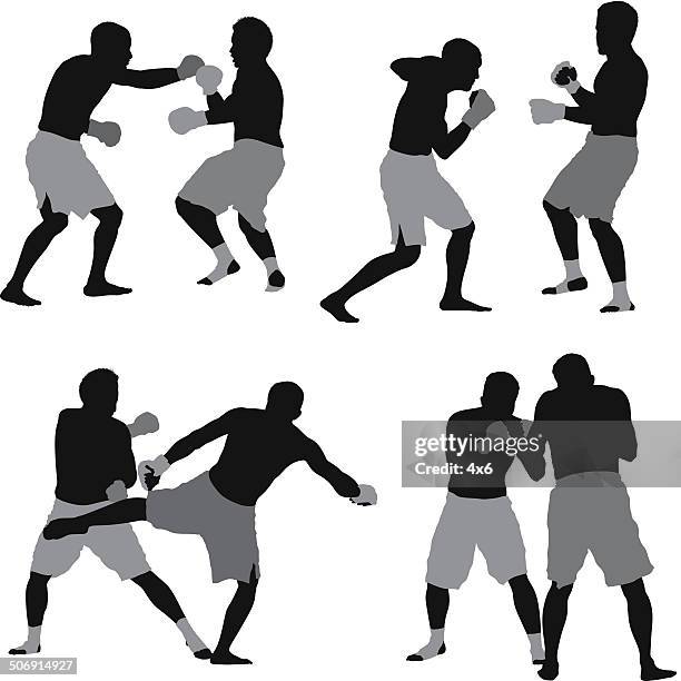 mixed martial arts fighters - mma fighting stock illustrations