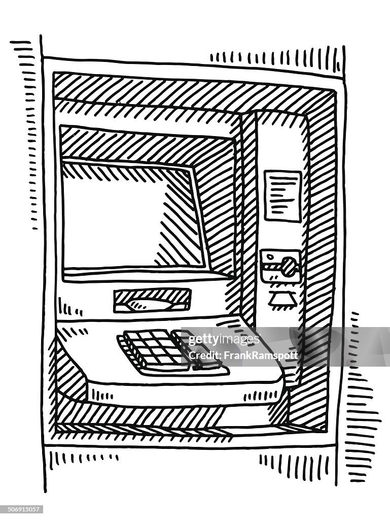 Checking Machine Drawing Atm Machine Drawing High-Res Vector Graphic - Getty Images