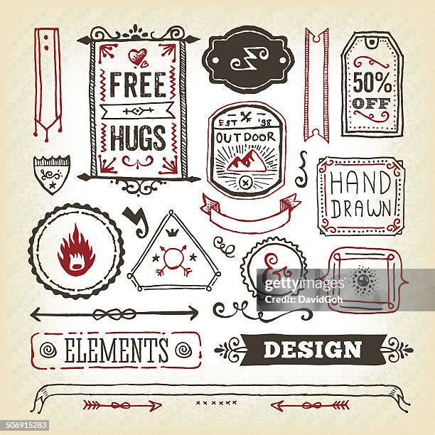 stockillustraties, clipart, cartoons en iconen met hand drawn frames & labels - hand drawn frames