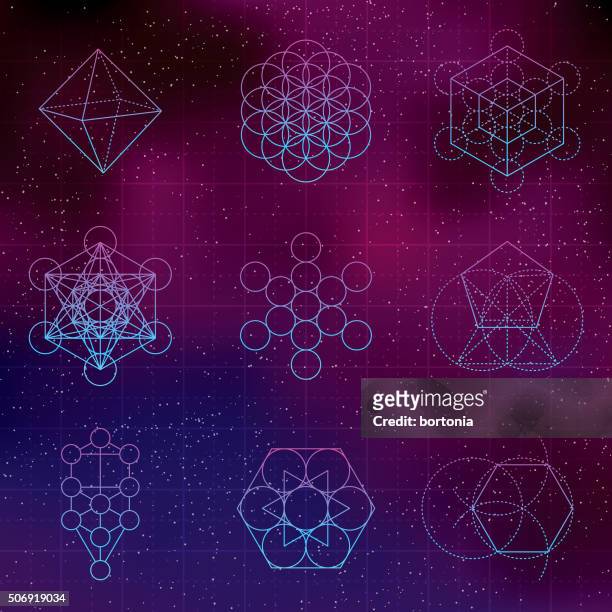 set of sacred geometry icons - sacred geometry stock illustrations