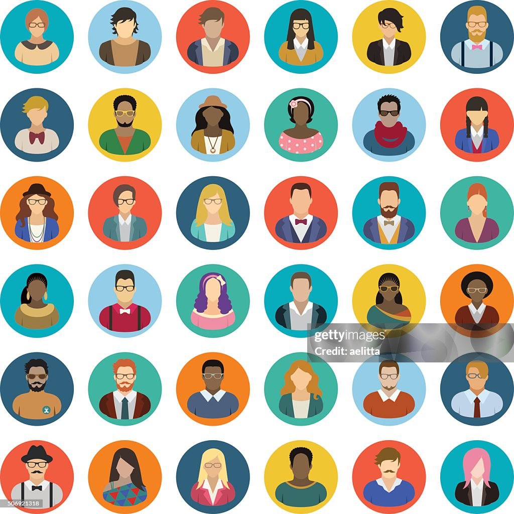 Hipster people – icon set