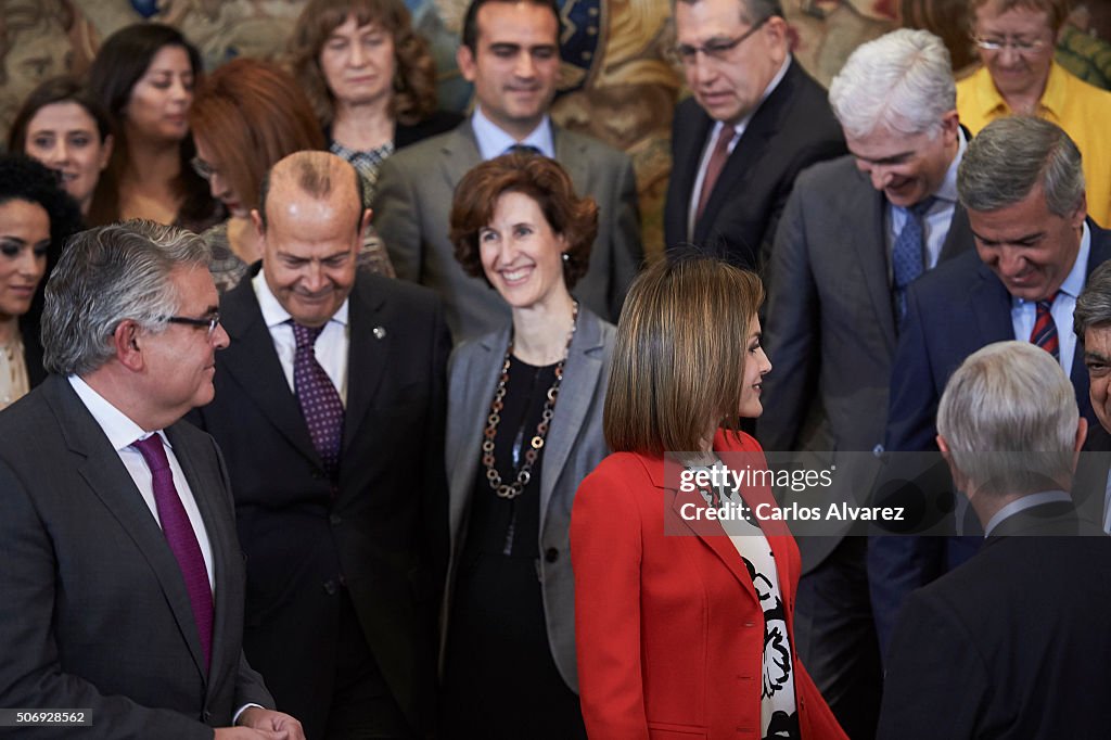 Queen Letizia of Spain Attends Audiences at Zarzuela Palace