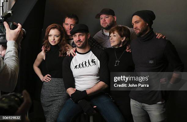 Francesca Eastwood ,Ben Browder,Director J.T. Mollner, Keith Loneker,Frances Fisher and Chad Michael Murray from the film 'Outlaws and Angels' posed...