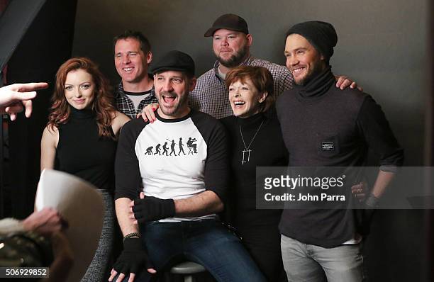 Francesca Eastwood ,Ben Browder,Director J.T. Mollner, Keith Loneker,Frances Fisher and Chad Michael Murray from the film 'Outlaws and Angels' posed...