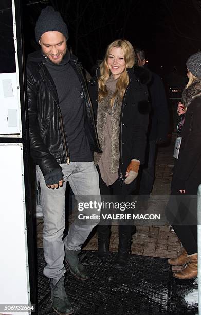 Actors Chad Michael Murray and Sarah Roemer attend Outlaws and Angels Premiere in Park City, Utah, January 25, 2016. / AFP / Valerie MACON