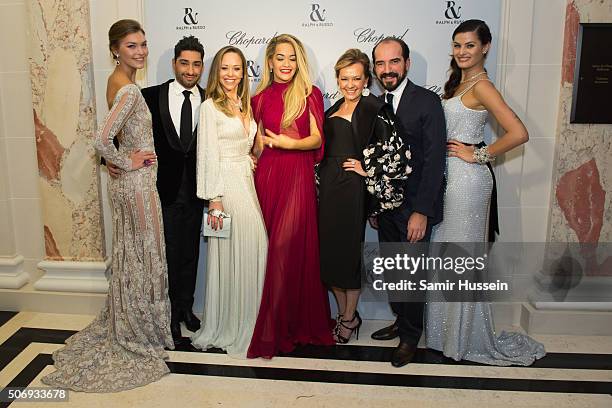 Arizona Muse,Michael Russo, Tamara Ralph, Rita Ora, Caroline Scheufele, French Film Director and Isabeli Fontana attend the Ralph & Russo and Chopard...