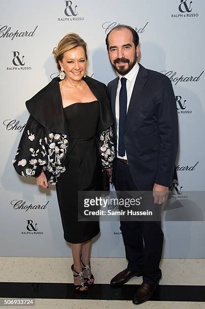 Caroline Scheufele and French Film Director attend the Ralph & Russo and Chopard dinner during part of Paris Fashion Week on January 25, 2016 in...