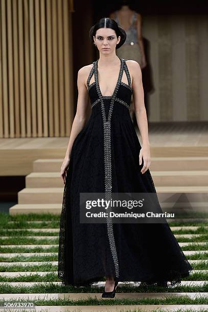 Kendall Jenner walks the runway during the Chanel Haute Couture Spring Summer 2016 show as part of Paris Fashion Week on January 26, 2016 in Paris,...