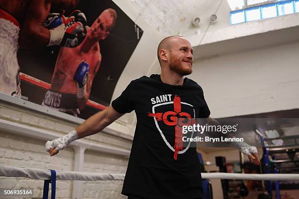 George Groves trains during a media workout ahead of his clash with Andrea di Luisa in Hammersmith on January 26, 2016 in London, England.