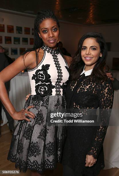 Condola Rashad and Azita Ghanizada attend a party for the premiere of "Complete Unknown" at the Sundance Film Festival on January 25, 2016 in Park...