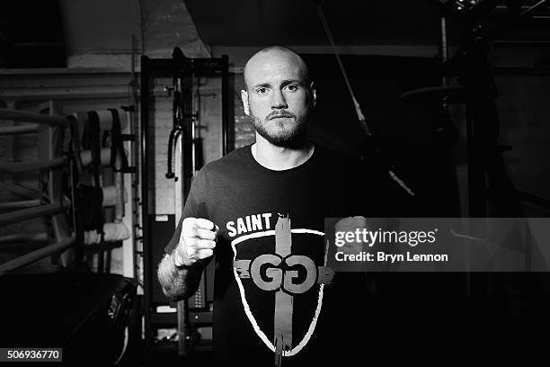 George Groves poses for a photo after a media workout ahead of his clash with Andrea di Luisa in Hammersmith on January 26, 2016 in London, England.