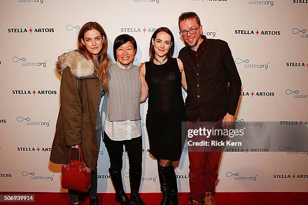 Riley Keough, So Yong Kim, Jena Malone, and Bradley Rust Gray attend the 'Lovesong' Supper in the Stella Artois Filmmaker Lounge during the 2016...