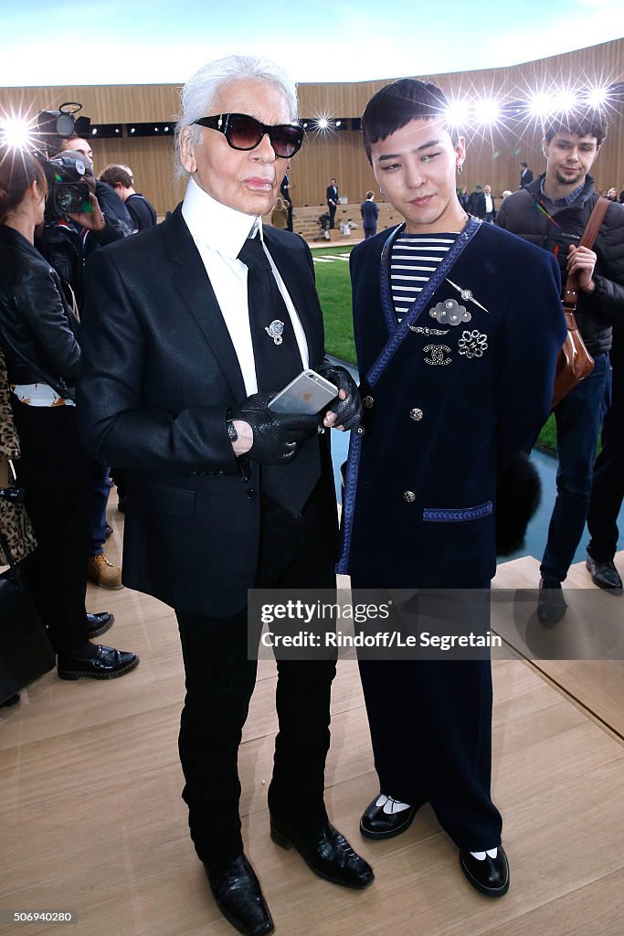 Stylist Karl Lagerfeld and Singer G-Dragon pose after the Chanel ...