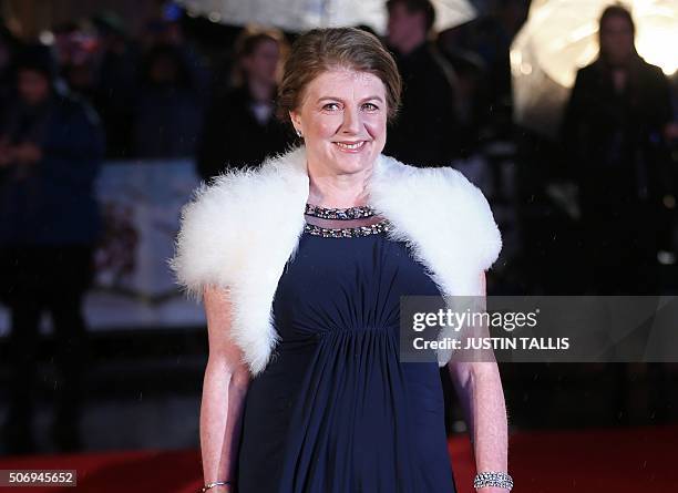 British actress Felicity Montagu arrives for the world premiere of the film Dads Army in London on January 26, 2016. / AFP / JUSTIN TALLIS