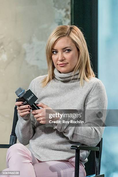 Actors Kate Hudson and Lucy Liu speak about Kung Fu Panda 3 during an AOL Build Speaker Series at AOL Studios In New York on January 26, 2016 in New...