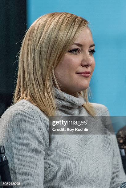 Actors Kate Hudson and Lucy Liu speak about Kung Fu Panda 3 during an AOL Build Speaker Series at AOL Studios In New York on January 26, 2016 in New...