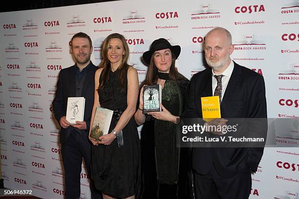 Andrew Michael Hurley, Andrea Wulf, Frances Hardinge and Don Paterson attend Costa Book Of The Year Awards on January 26, 2016 in London, England.