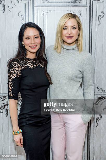 Actors Kate Hudson and Lucy Liu speak about Kung Fu Panda during an AOL Build Speaker Series at AOL Studios In New York on January 26, 2016 in New...