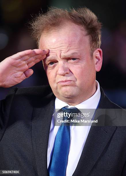 Toby Jones attends 'Dad's Army' World Premiere on January 26, 2016 in London, United Kingdom.