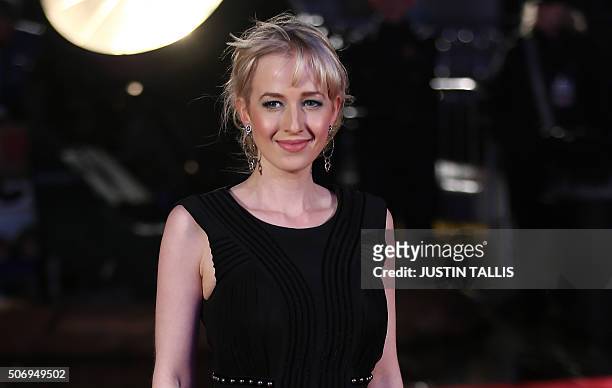 British actress Holli Dempsey arrives for the world premiere of the film Dad's Army in London on January 26, 2016. / AFP / JUSTIN TALLIS