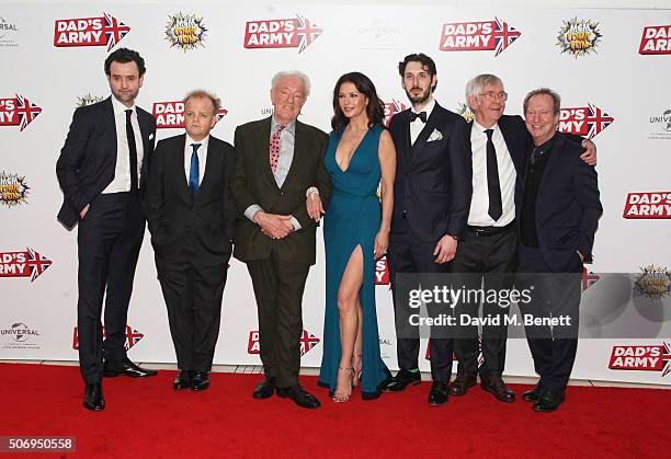 Cast members Daniel Mays, Toby Jones, Sir Michael Gambon, Catherine Zeta-Jones, Blake Harrison, Sir Tom Courtenay and Bill Paterson attend the World...