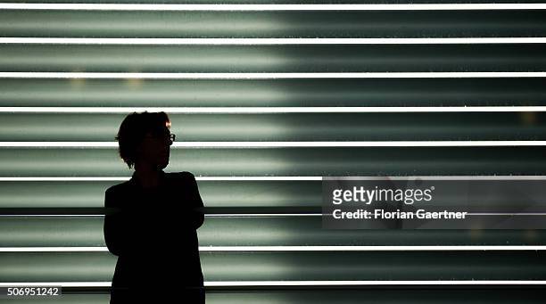 Silhouette seen in front of a large louver on January 26, 2016 in Berlin, Germany.