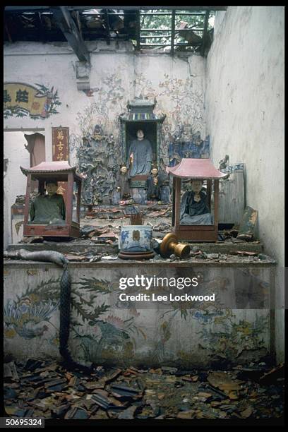 Buddhist Pagoda in Hanoi showing destruction from bombing.