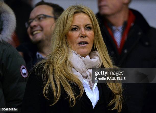 Ulla Sandrock, wife of Liverpool's manager Jurgen Klopp is pictured in the crowd ahead of the English League Cup semi-final second leg football match...