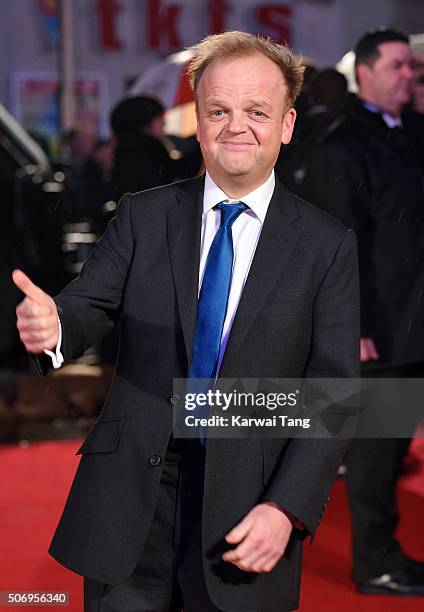 Toby Jones attends the World Premiere of 'Dad's Army' at Odeon Leicester Square on January 26, 2016 in London, United Kingdom.