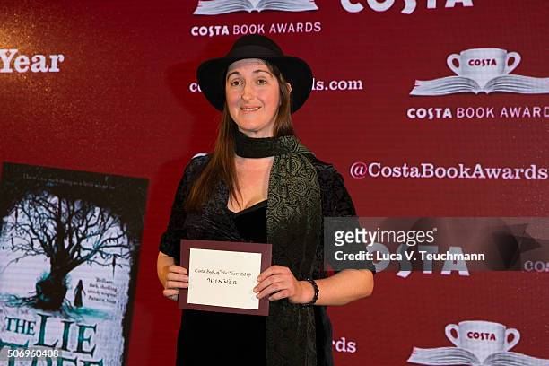 Frances Hardinge wins the Costa Book Of The Year Award on January 26, 2016 in London, England.