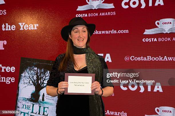 Frances Hardinge wins the Costa Book Of The Year Award on January 26, 2016 in London, England.