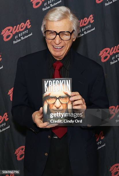 Famed mentalist The Amazing Kreskin visits Buca di Beppo Times Square on January 26, 2016 in New York City.