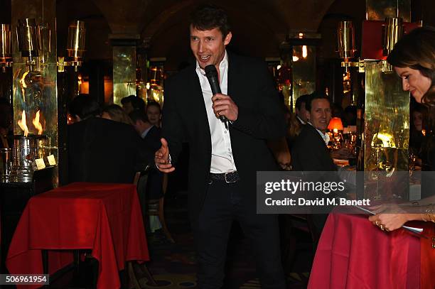 James Blunt speaks at the launch of GP Nutrition Supplements, a collection of five premium nutritional programmes perfect for modern living, at...