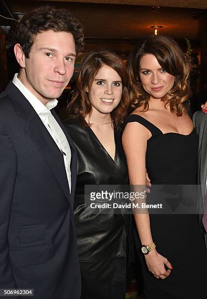 Jack Brooksbank, Princess Eugenie of York and Gabriela Peacock attend the launch of GP Nutrition Supplements, a collection of five premium...