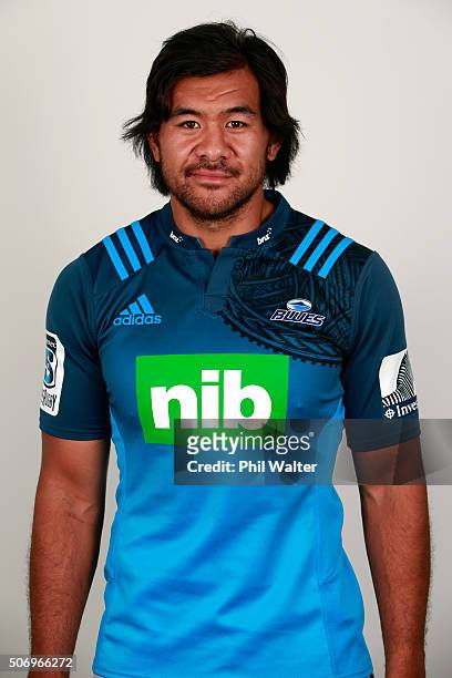 Steven Luatua, during the Auckland Blues 2016 Super Rugby headshots session on January 27, 2016 in Auckland, New Zealand.