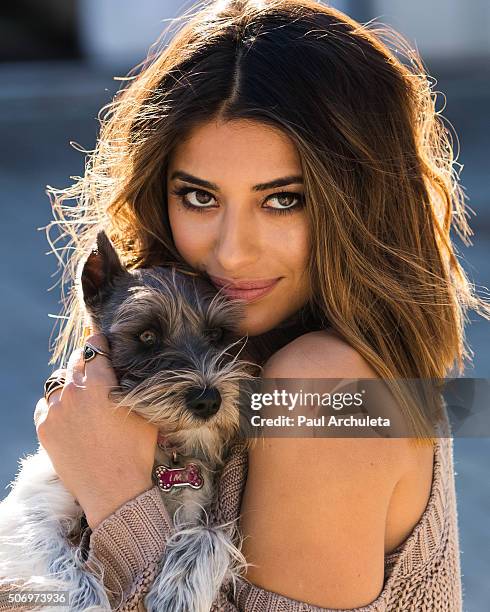 Actress Mayra Leal poses for a photos on the beach in Malibu on January 26, 2016 in Los Angeles, California.