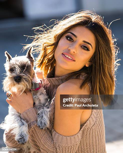 Actress Mayra Leal poses for a photos on the beach in Malibu on January 26, 2016 in Los Angeles, California.