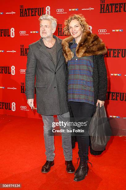 Dominic Raacke and Alexandra Rohleder attend the premiere of 'The Hateful 8' at Zoo Palast on January 26, 2016 in Berlin, Germany.