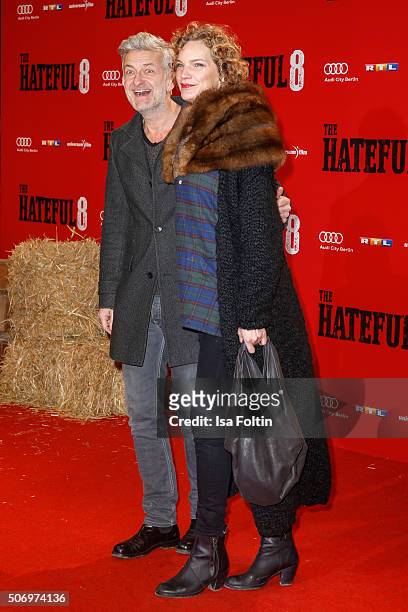 Dominic Raacke and Alexandra Rohleder attend the premiere of 'The Hateful 8' at Zoo Palast on January 26, 2016 in Berlin, Germany.