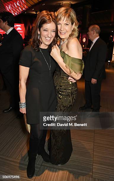 Victoria Hislop and Penny Smith attend the Costa Book Of The Year Awards at Quaglino's on January 26, 2016 in London, England.