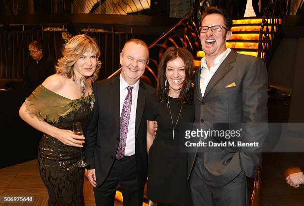 Penny Smith, Ian Hislop, Victoria Hislop and Vince Leigh attend the Costa Book Of The Year Awards at Quaglino's on January 26, 2016 in London,...